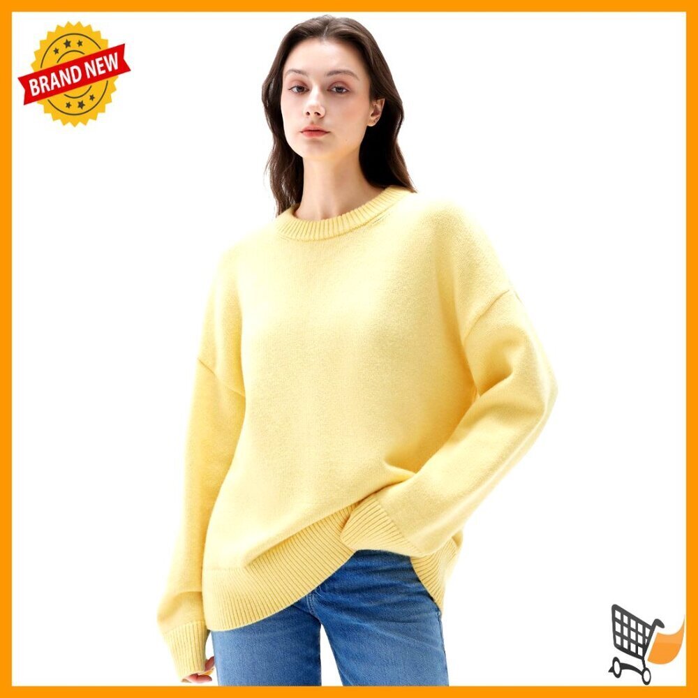 Oversized Cashmere Blend Pullover Sweater, Cozy Loose Fit, Long Sleeve